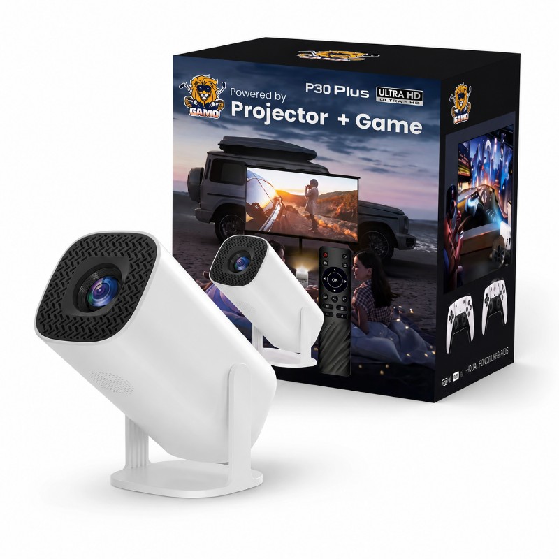 P30 Plus Mini Projector with 10000+ Games – 720P Portable LED Projector, Android 11, WiFi, Built-in Speaker & Gaming Support