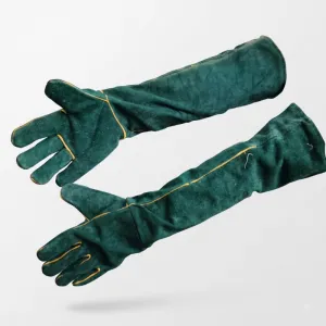  Heavy-Duty Green Suede Long Work Gloves