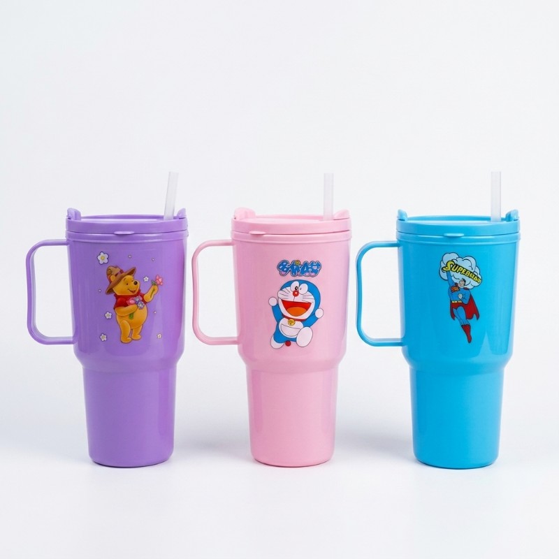 Kids Tumbler Cup with Straw & Handle | Reusable Drinking Cup | Cartoon Water Tumbler for School, Home & Outdoor Use