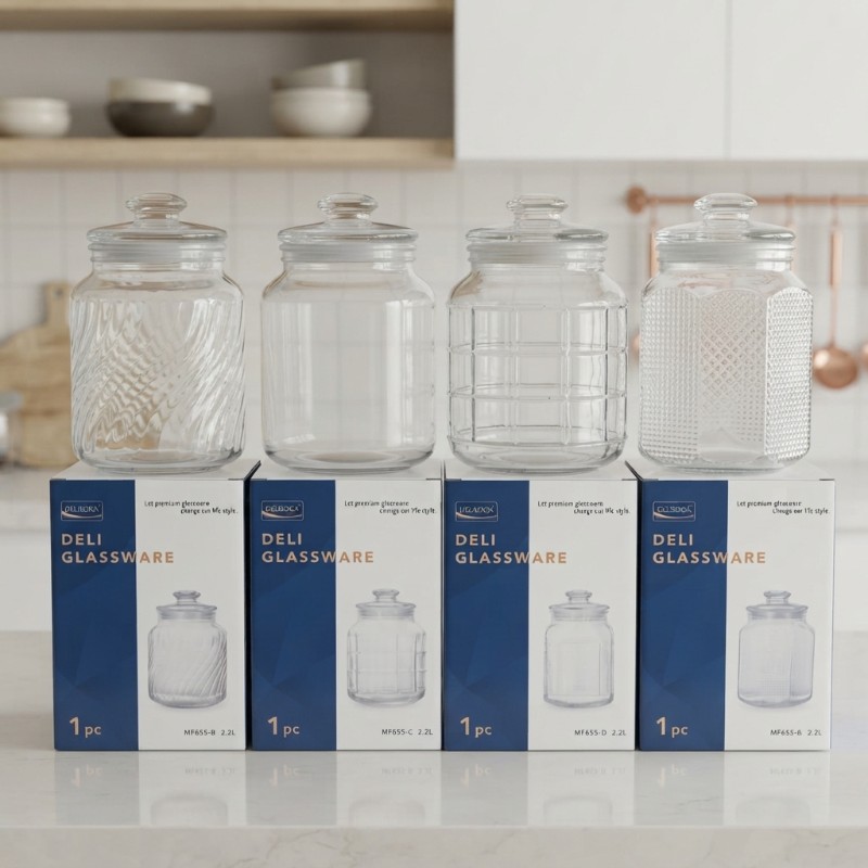 Delisoga Glassware 2.2L Glass Storage Jar with Lid | Airtight Kitchen Container | Deli Glassware