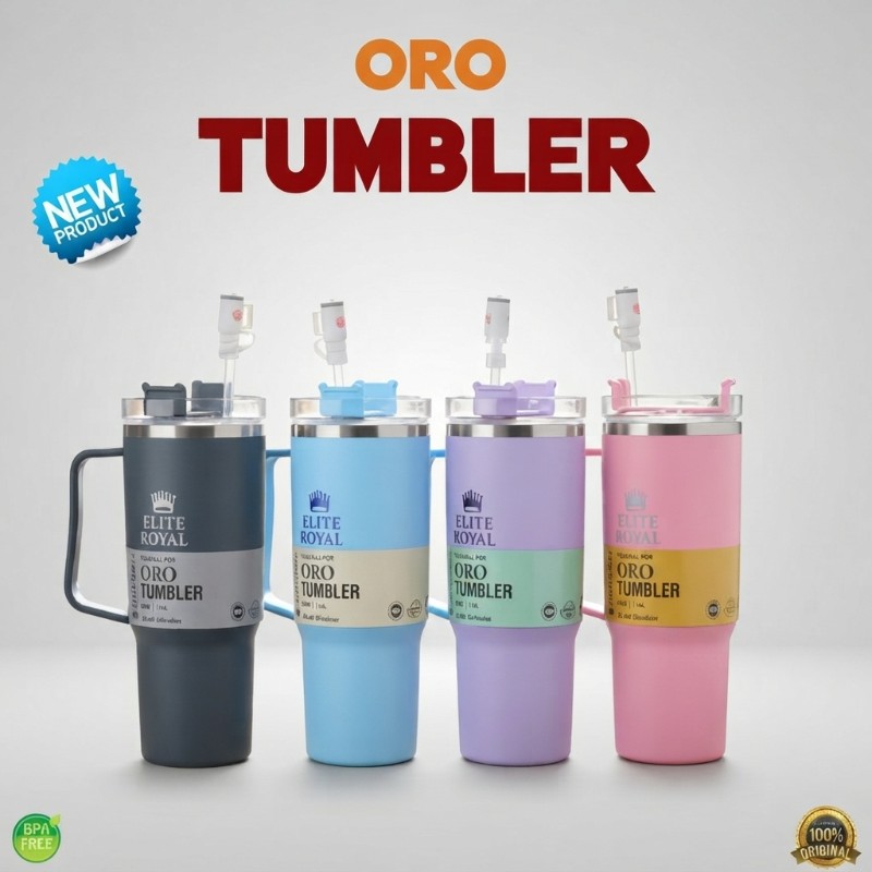 ORO Elite Royal Tumbler 40oz / 1.2L | Insulated Stainless Steel Travel Mug with Handle & Straw | BPA Free Water Bottle