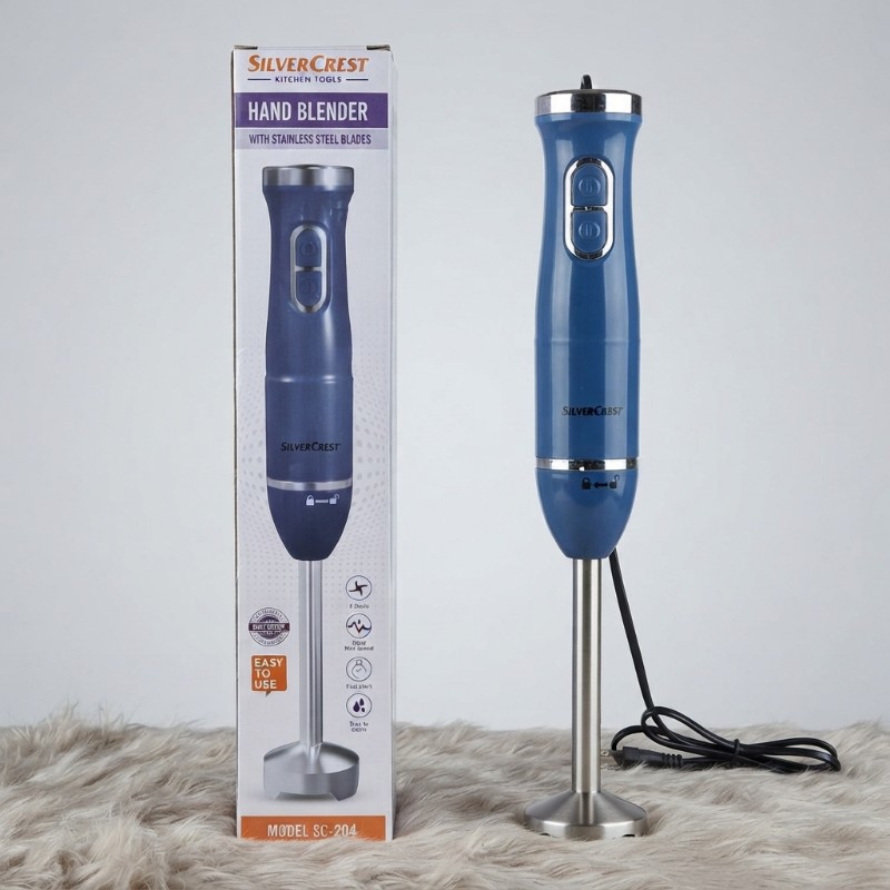 SilverCrest Hand Blender SC-204 | Electric Hand Blender with Stainless Steel Blades | 2 Speed Immersion Blender for Soups, Shakes, Sauces & Kitchen Use