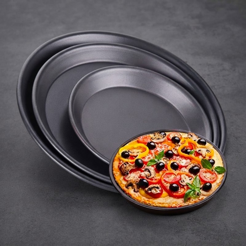 3 Pcs Pizza Pan Set | Non Stick Pizza Baking Trays | Round Pizza Making Pans | Oven Bakeware Set for Homemade Pizza, Baking & Kitchen Use