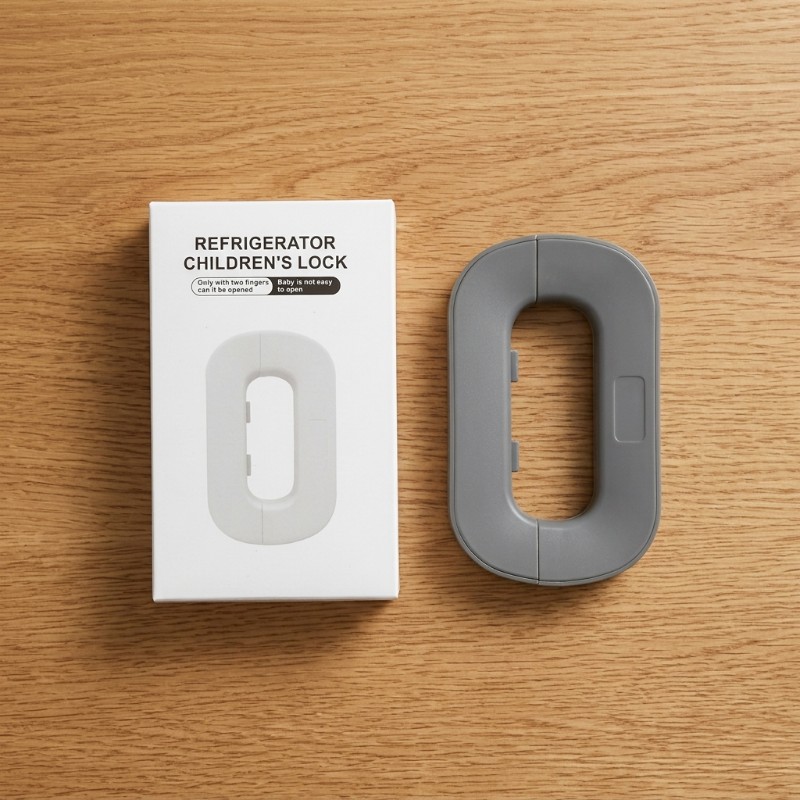 Refrigerator Child Safety Lock | Two-Finger Opening Fridge Door Lock | Baby Proof Safety Latch | Grey