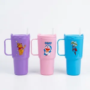 Kids Tumbler Cup with Straw & Handle | Reusable Drinking Cup | Cartoon Water Tumbler for School, Home & Outdoor Use