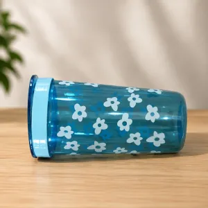 Blue Floral Straw Cup with Straw | Reusable Drinking Tumbler | Stylish Water Cup for Home, Office, School & Outdoor Use