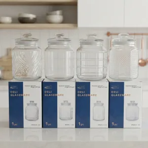 Delisoga Glassware 2.2L Glass Storage Jar with Lid | Airtight Kitchen Container | Deli Glassware