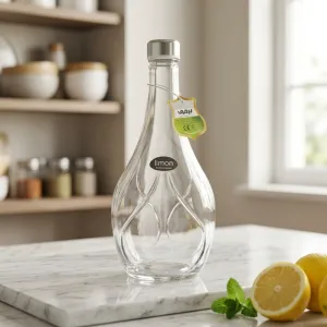 Limon Rustic Design Glass Oil Bottle 670ml | Kitchen Oil Dispenser | Vinegar & Sauce Bottle