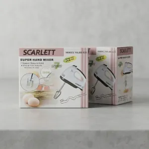 Scarlett HE-133 Super Hand Mixer 260W | 7 Speed Electric Egg Beater with Beaters & Dough Hooks