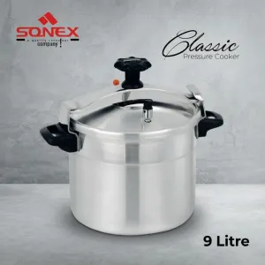 SONEX Classic Pressure Cooker 9 Litre | Stainless Steel Finish Pressure Cooker | Large Capacity Cooking Pot with Safety Valve