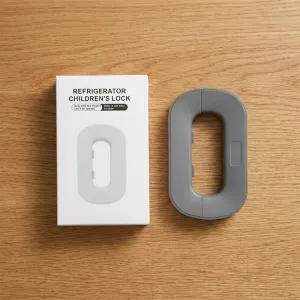 Refrigerator Child Safety Lock | Two-Finger Opening Fridge Door Lock | Baby Proof Safety Latch | Grey