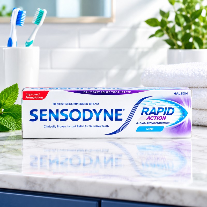 Sensodyne Rapid Action Mint Toothpaste - Clinically Proven Instant Relief for Sensitive Teeth & Long-Lasting Protection