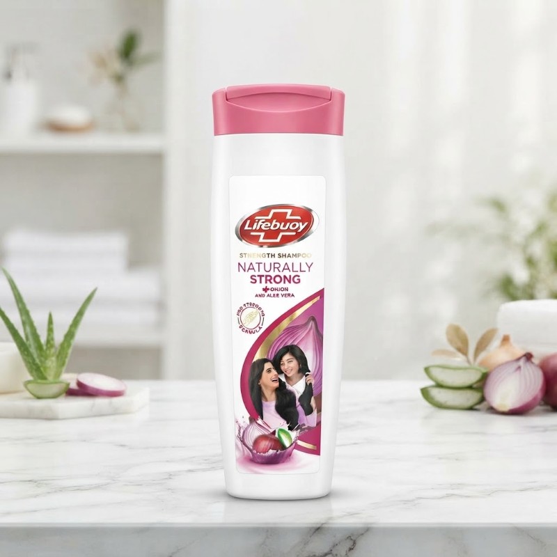 Lifebuoy Naturally Strong Shampoo with Onion and Aloe Vera | Hair Fall Control & Strength