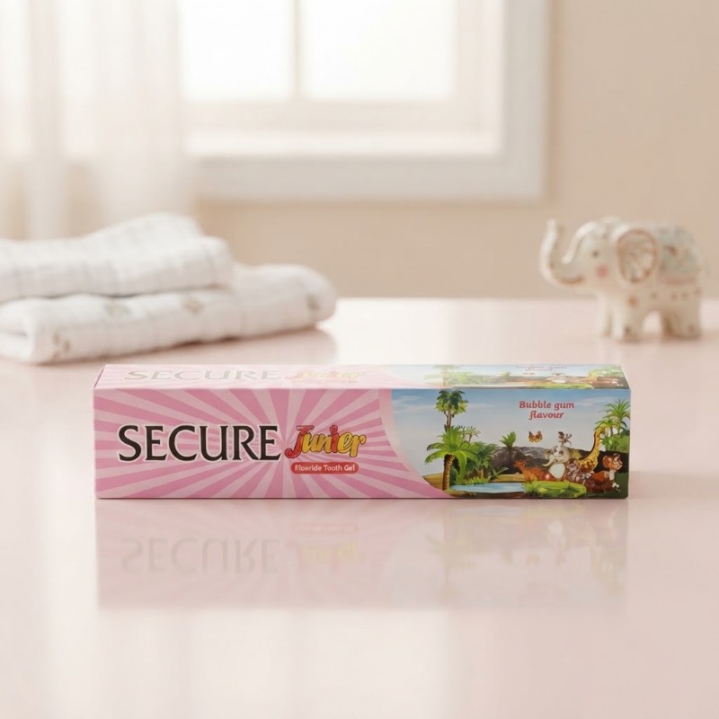 Secure Junior Fluoride Tooth Gel - Bubble Gum Flavor | Kids Oral Care & Toothpaste for Children