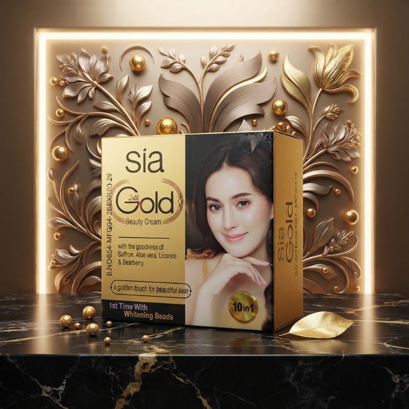 30g Sia Gold 24k Beauty Cream 10-in-1 with Saffron, Aloe Vera, Licorice & Bearberry