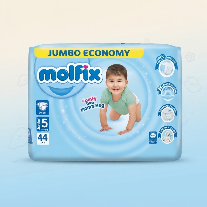 Molfix Junior Size 5 Jumbo Economy Baby Diapers 44 Pieces (11-18 kg)
