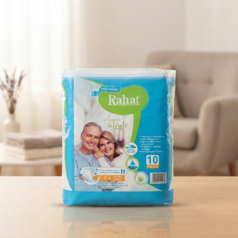 Rahat Adult Diapers Extra Large (XL) - 10 Pieces | Maximum Absorbency & Leak Protection with Readjustable Tapes