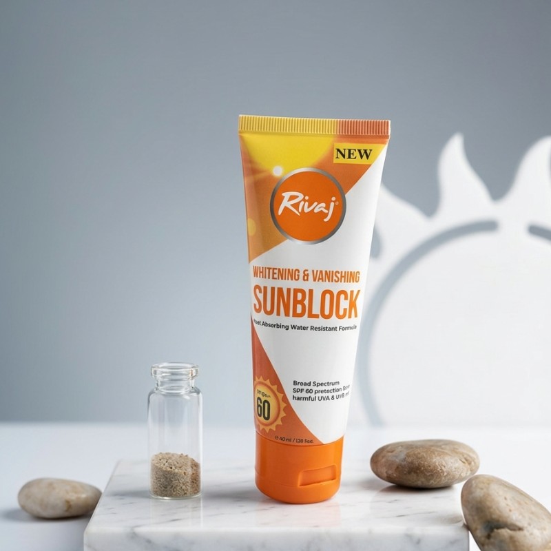 Rivaj Whitening & Vanishing Sunblock SPF 60 – Water Resistant Sunscreen Cream 40ml