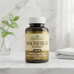 Herbiotics Magnesium Glycinate 500 mg Tablets (60 Tablets) - Supports Sleep, Nerve, Muscle, Bone & Heart Health
