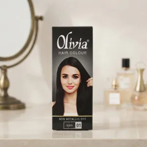 Olivia Hair Colour | Non-Metallic Dye | Shade 01 Black | Long-Lasting Grey Coverage