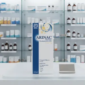 Arinac Suspension 120ml | Abbott | Cold, Fever & Flu Relief Syrup (Pineapple & Banana Flavour)