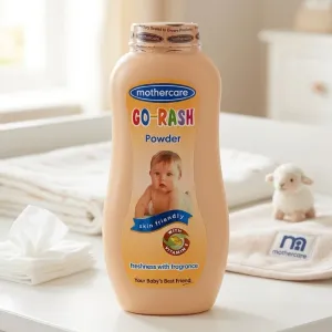 Mothercare Go-Rash Baby Powder – Skin Friendly with Vitamin E & Fragrance