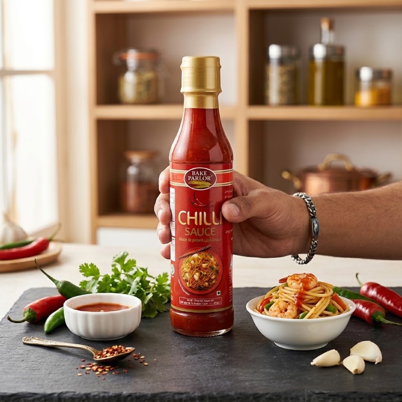 Bake Parlor Chili Sauce – Hot & Spicy Chilli Sauce for Fries, Burgers, Snacks & Cooking