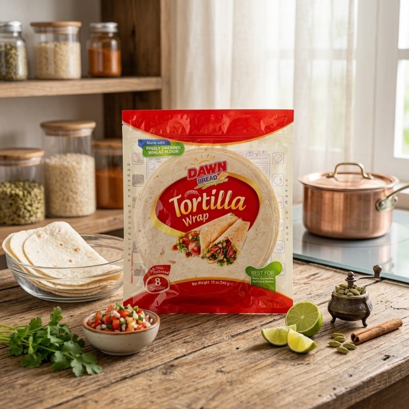 Dawn Bread Tortilla Wrap | Made with Finely Ground Wheat Flour | 8 Tortillas | 19 oz (540g)