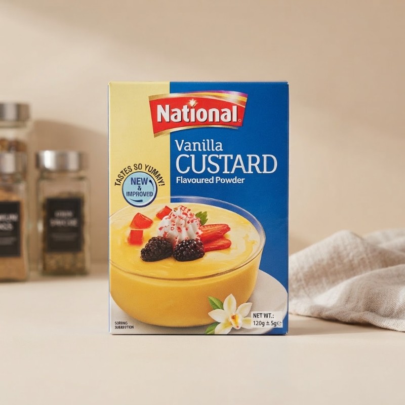 National Vanilla Custard Flavoured Powder 120g - Delicious & Creamy Dessert Mix