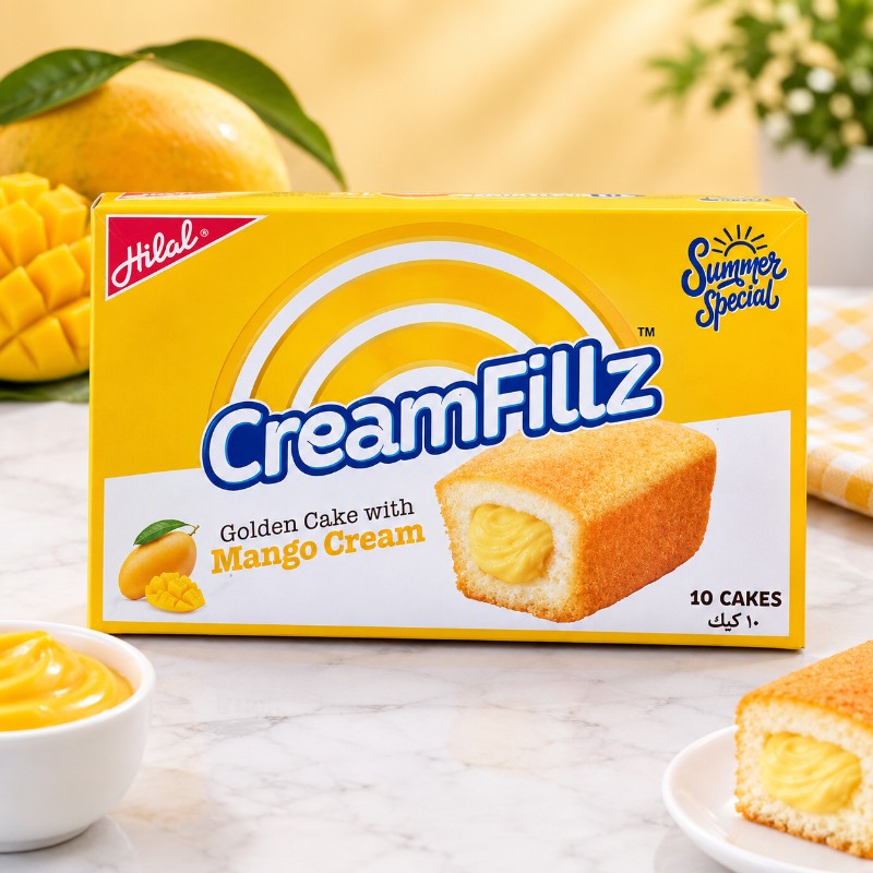 Hilal CreamFillz Golden Cake with Mango Cream - 10 Cakes Box