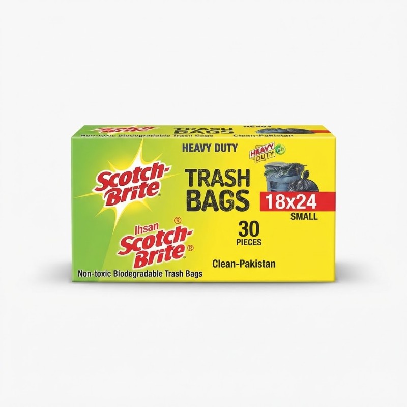 Scotch-Brite Heavy Duty Trash Bags Small 18x24 Inch – 30 Pieces Biodegradable Garbage Bags