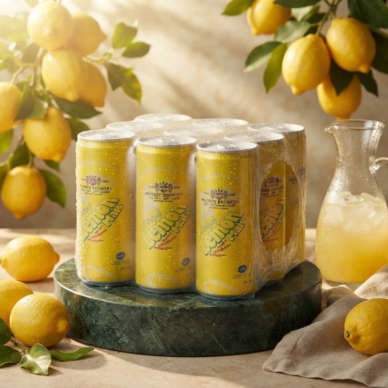 Lemon Malt Beverage Refreshing Drink Pack - Non-Alcoholic Sparkling Fruit Drink Cans