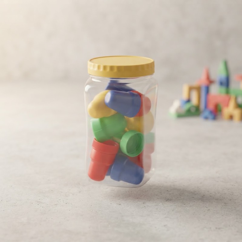 Colorful Toy Stacking Cups & Sorting Pegs in Transparent Jar - Early Learning Educational Toy for Kids