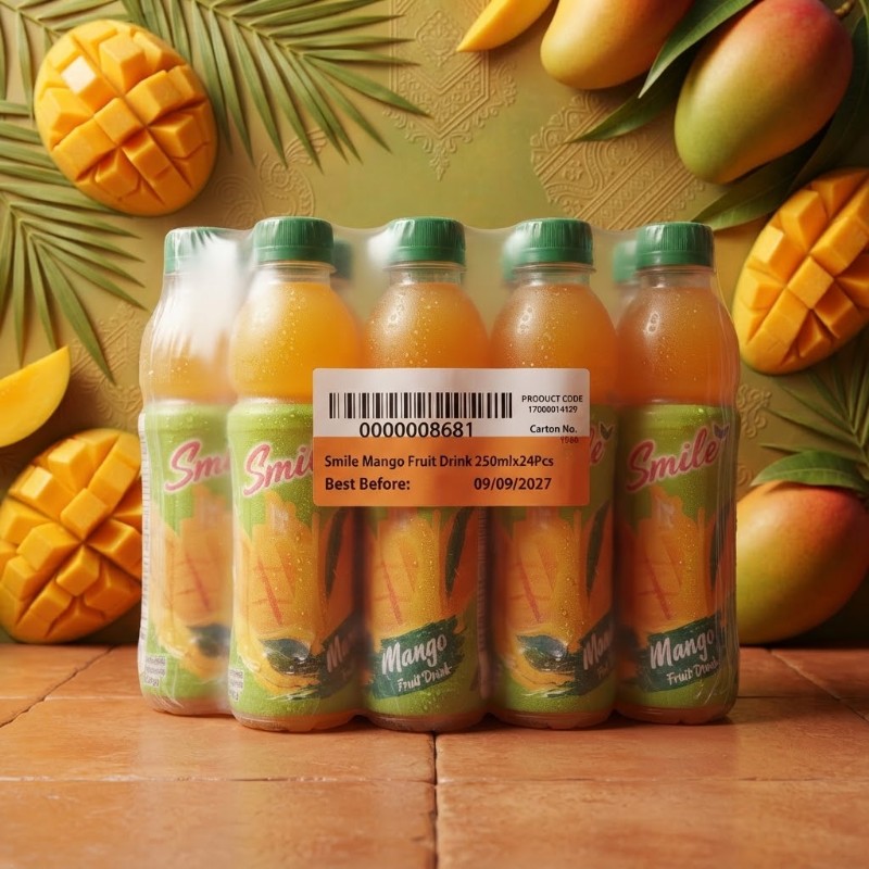 Smile Mango Fruit Drink Pack | Refreshing Natural Mango Flavor Juice Bottles (5x Pack)