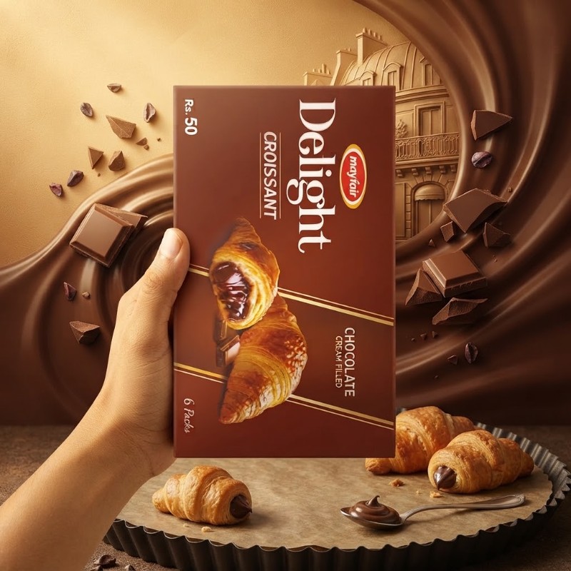 Mayfair Delight Chocolate Cream Filled Croissant Box | 6 Packs Soft Bakery Snack Treat