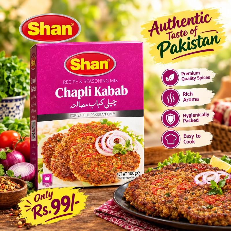 Shan Chapli Kabab Recipe & Seasoning Mix 100g | Authentic Pakistani Spices for Traditional Crispy Kababs
