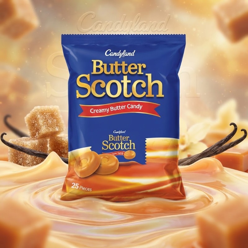 Candyland Butter Scotch Creamy Butter Candy Pouch | 25 Delicious Pieces Rich Caramel & Butter Flavor Candy