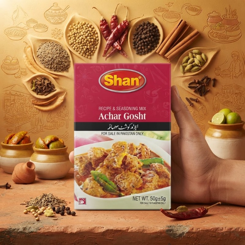 Shan Achar Gosht Recipe & Seasoning Mix 55g – Authentic Pakistani Achar Gosht Masala