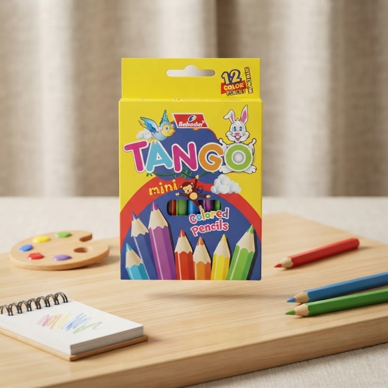 Tango Mini Colored Pencils Set - 12 Vibrant Shades Drawing & Sketching Pencils for Kids