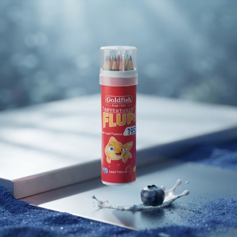 Goldfish Flup Lead & Color Pencils Tube Set - Cute Stationery Case for Kids & Students