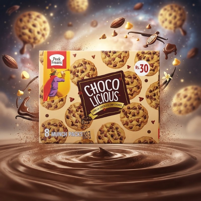 Peek Freans Chocolicious Vanilla Chocolate Chip Cookies – 8 Munch Packs Box