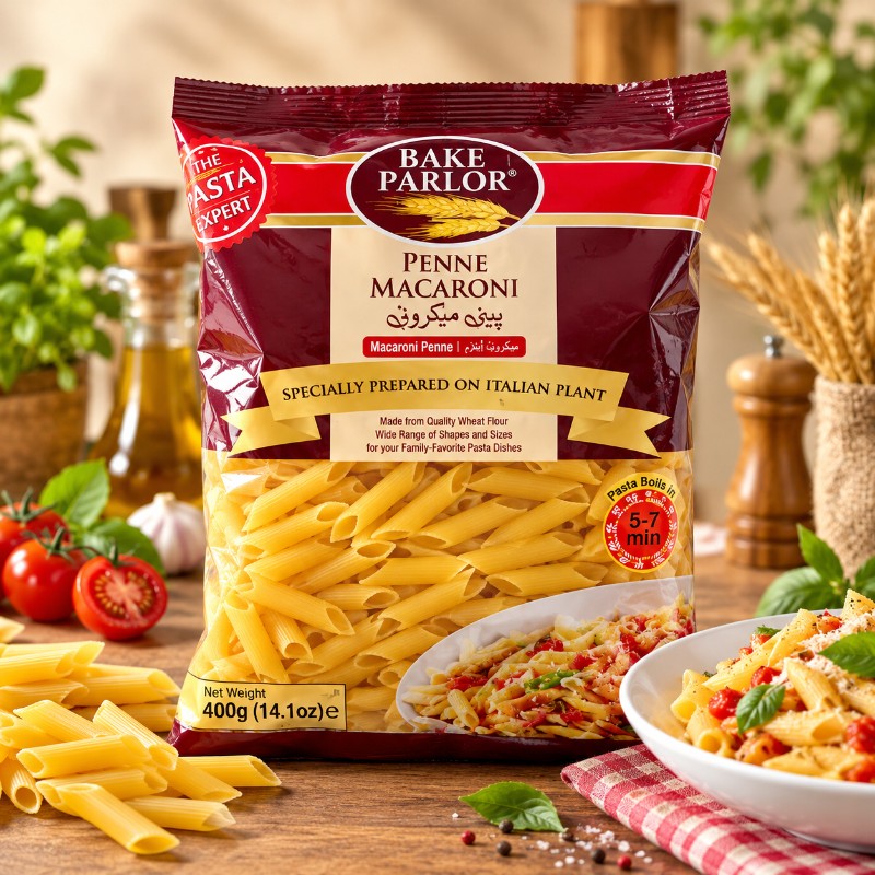 Bake Parlor Penne Macaroni - Specially Prepared on Italian Plant, Quality Wheat Pasta, 400g