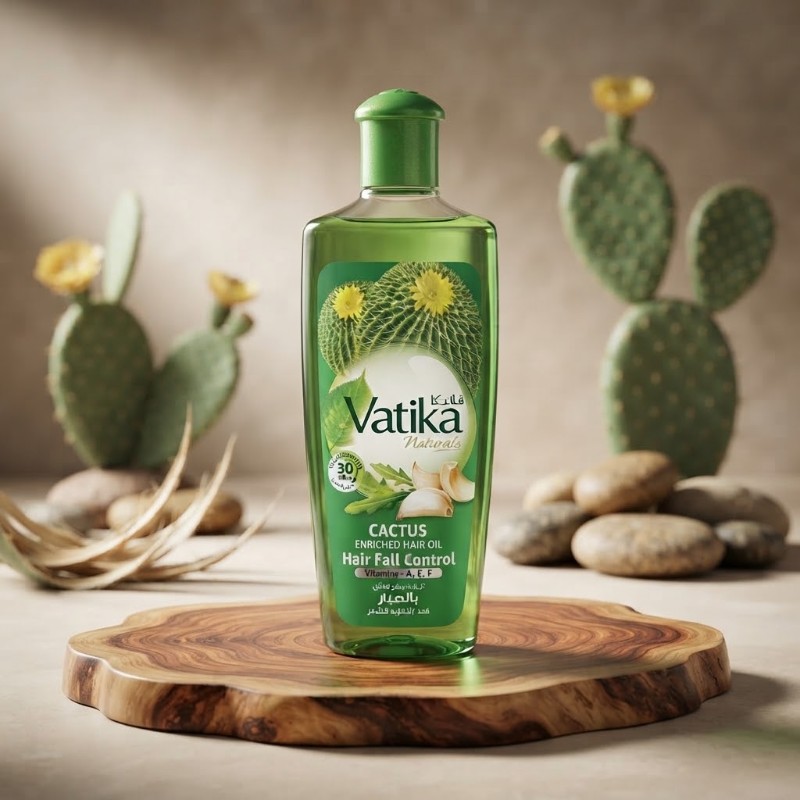 Vatika Naturals Cactus Enriched Hair Fall Control Hair Oil - Vitamins A, E, F