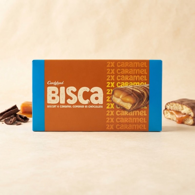 Candyland Bisca Biscuit & Caramel Covered in Chocolate 2X Caramel - 12 Packs Box