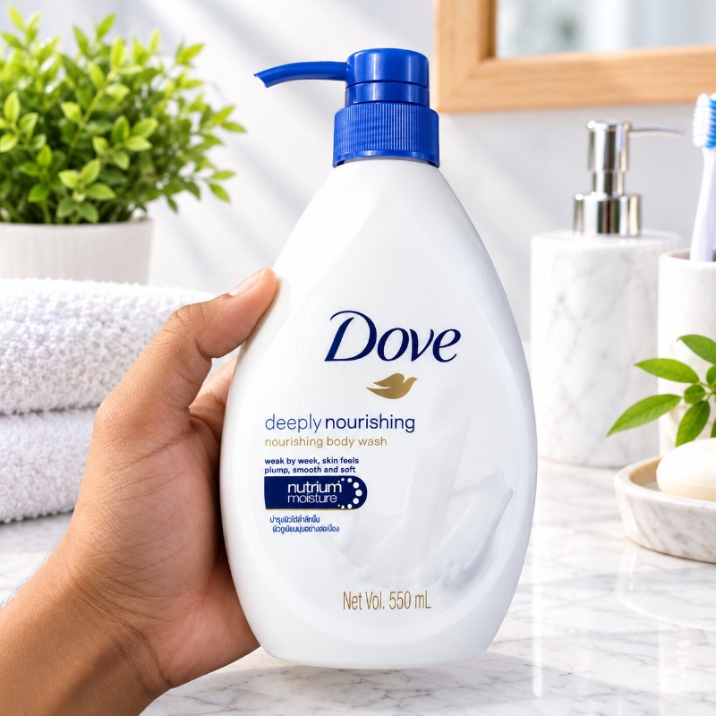 Dove Deeply Nourishing Body Wash with Nutrium Moisture – Soft, Smooth & Plump Skin | 550 ml Pump Bottle