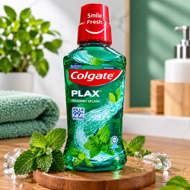 Colgate Plax Freshmint Splash Mouthwash – Kills 99% Bacteria & Long Lasting Freshness | Alcohol-Free Formula
