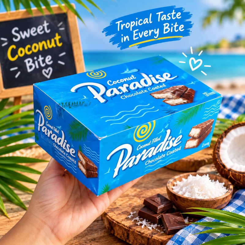 Coconut Paradise Chocolate Coated Coconut Filled Bars - Premium Snack Box