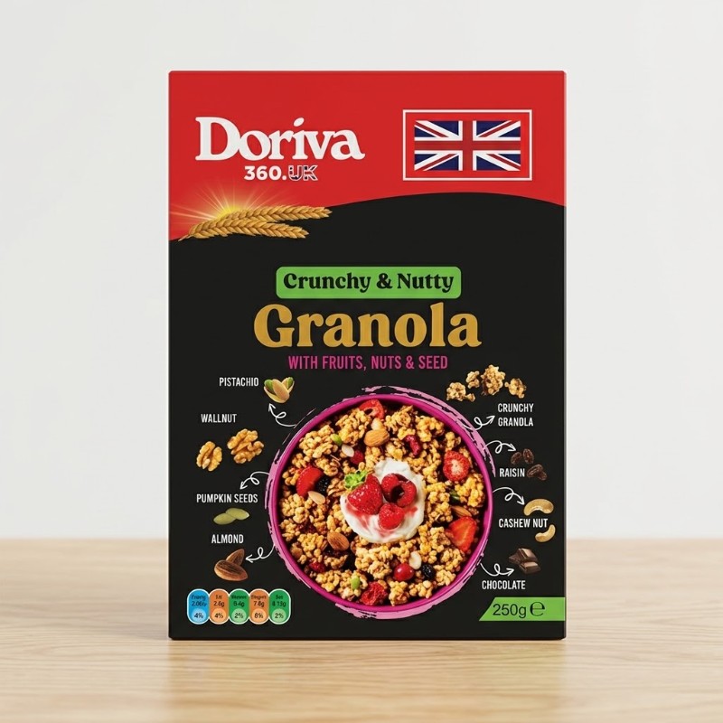 Doriva 360.UK Crunchy & Nutty Granola with Fruits, Nuts & Seed - 250g