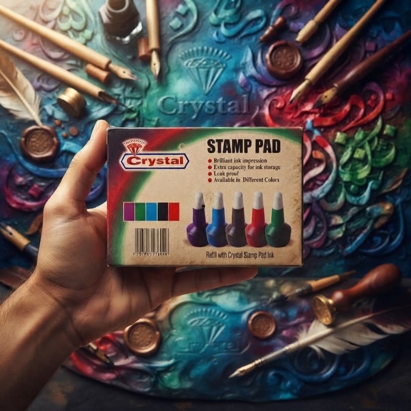 Crystal Stamp Pad Box | Brilliant Ink Impression & Leak Proof Office Stationery Supply