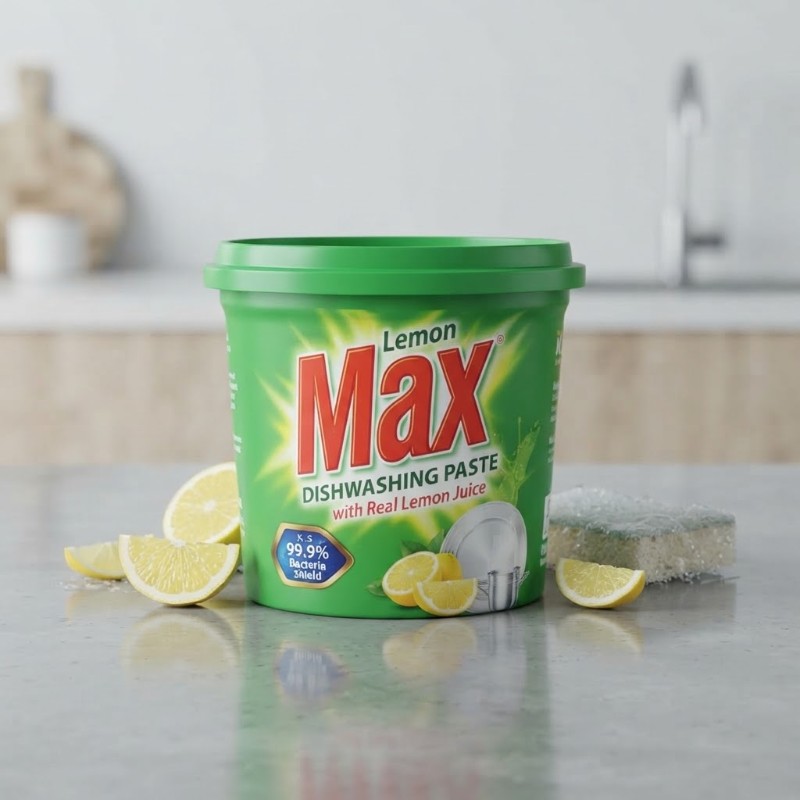 Lemon Max Dishwashing Paste with Real Lemon Juice & 99.9% Bacteria Shield